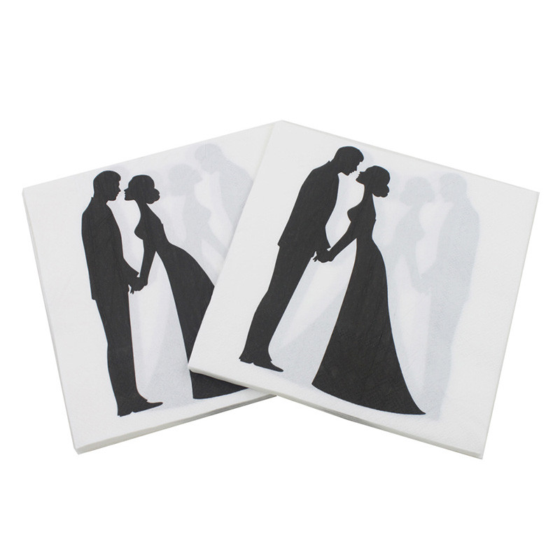 20db/tétel Új stílusú kreatív Esküvői Papírszalvéták Love szalvéta törölköző esküvőre és eljegyzési partira Kellékek otthoni dekorációk