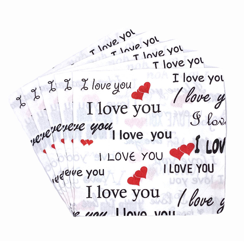 20db/tétel Új stílusú kreatív Esküvői Papírszalvéták Love szalvéta törölköző esküvőre és eljegyzési partira Kellékek otthoni dekorációk