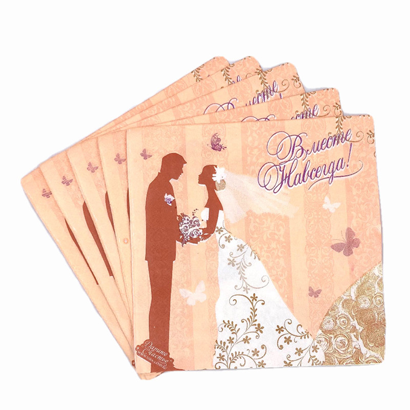 20db/tétel Új stílusú kreatív Esküvői Papírszalvéták Love szalvéta törölköző esküvőre és eljegyzési partira Kellékek otthoni dekorációk