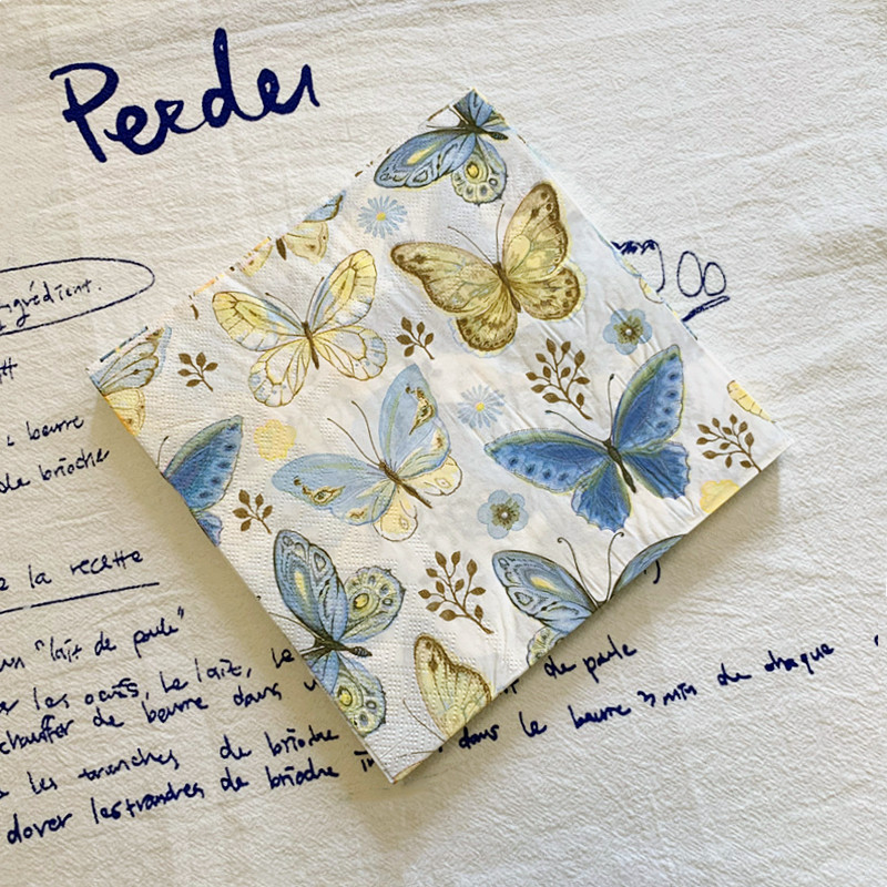 20gab./maisiņš Vintage tauriņu ziedi, dekupāžas papīra salvetes, papīra salvetes ballīšu galda piederumiem, kāzu festivāla Ziemassvētku piederumi 10