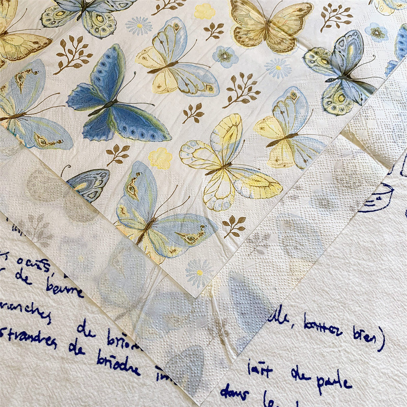 20gab./maisiņš Vintage tauriņu ziedi, dekupāžas papīra salvetes, papīra salvetes ballīšu galda piederumiem, kāzu festivāla Ziemassvētku piederumi 10