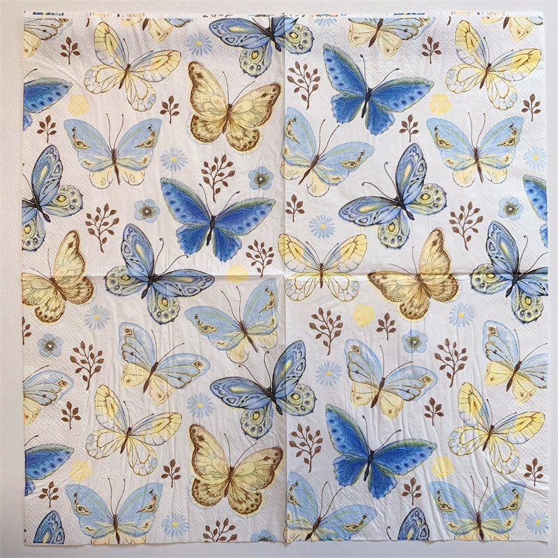 20gab./maisiņš Vintage tauriņu ziedi, dekupāžas papīra salvetes, papīra salvetes ballīšu galda piederumiem, kāzu festivāla Ziemassvētku piederumi 10