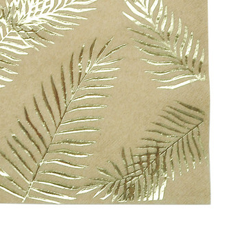 16 τμχ Χαρτοπετσέτες μιας χρήσης φύλλου φοίνικα Kraft με χρυσό φύλλο για πάρτι γενεθλίων Επιτραπέζια σκεύη γάμου Προμήθειες φιλικές προς το περιβάλλον