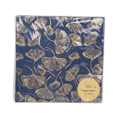 16 gab Vienreizējās lietošanas Ginkgo zelta folijas lapas papīra salvetes Kāzu dzimšanas dienas svinību dekorēšanas piederumi galda piederumi, salvetes videi draudzīgi