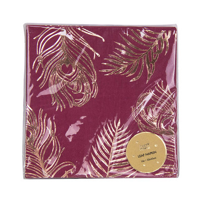 16db eldobható toll arany fólia leveles papírszalvéták esküvői születésnapi parti dekorációs kellékek étkészletek törlőkendők környezetbarát