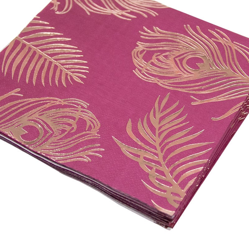 16db eldobható toll arany fólia leveles papírszalvéták esküvői születésnapi parti dekorációs kellékek étkészletek törlőkendők környezetbarát