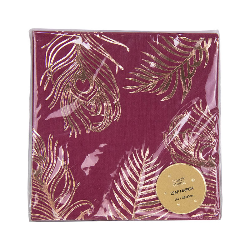 16db eldobható toll arany fólia leveles papírszalvéták esküvői születésnapi parti dekorációs kellékek étkészletek törlőkendők környezetbarát