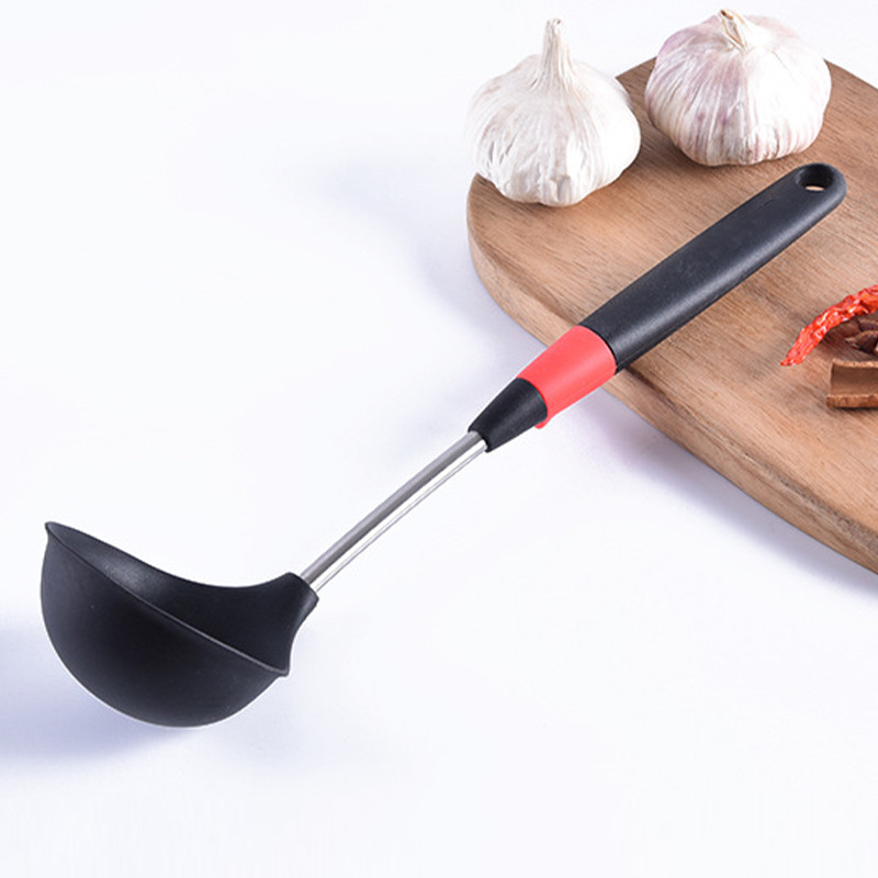 33 cm nepridegantis silikoninis kaušelis su nerūdijančio plieno šerdimi karščiui atspariu sriubos kaušeliu ilga rankena šaukštas virtuvės gaminimo įrankis