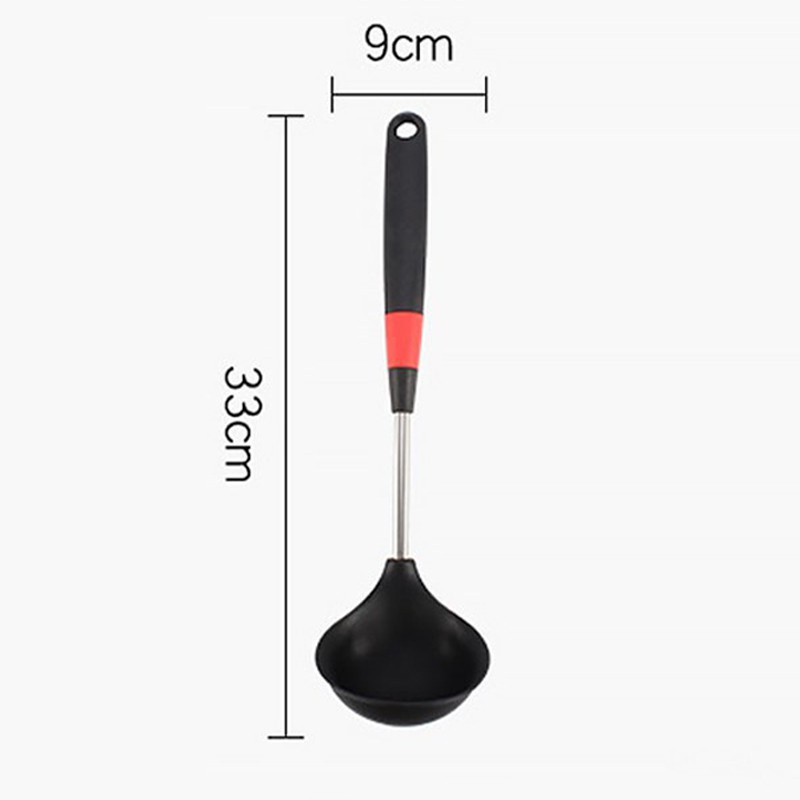 33 cm nepridegantis silikoninis kaušelis su nerūdijančio plieno šerdimi karščiui atspariu sriubos kaušeliu ilga rankena šaukštas virtuvės gaminimo įrankis