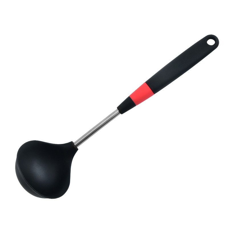 33 cm nepridegantis silikoninis kaušelis su nerūdijančio plieno šerdimi karščiui atspariu sriubos kaušeliu ilga rankena šaukštas virtuvės gaminimo įrankis