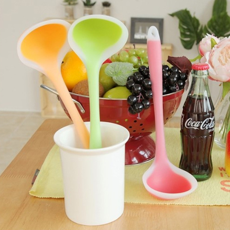 Ilgo koto silikoninis sriubos šaukštas karščiui atsparus košės šaukštas ryžių samčiai Virimo įrankiai Nelipnus virtuvės vakarienės šaukštas