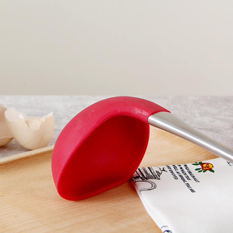 Virtuvinis silikoninis šaukštas silikoninis šaukštas vientisas silikoninis virtuvės šaukštas nerūdijančio plieno rankena ilgakočiai šaukštai