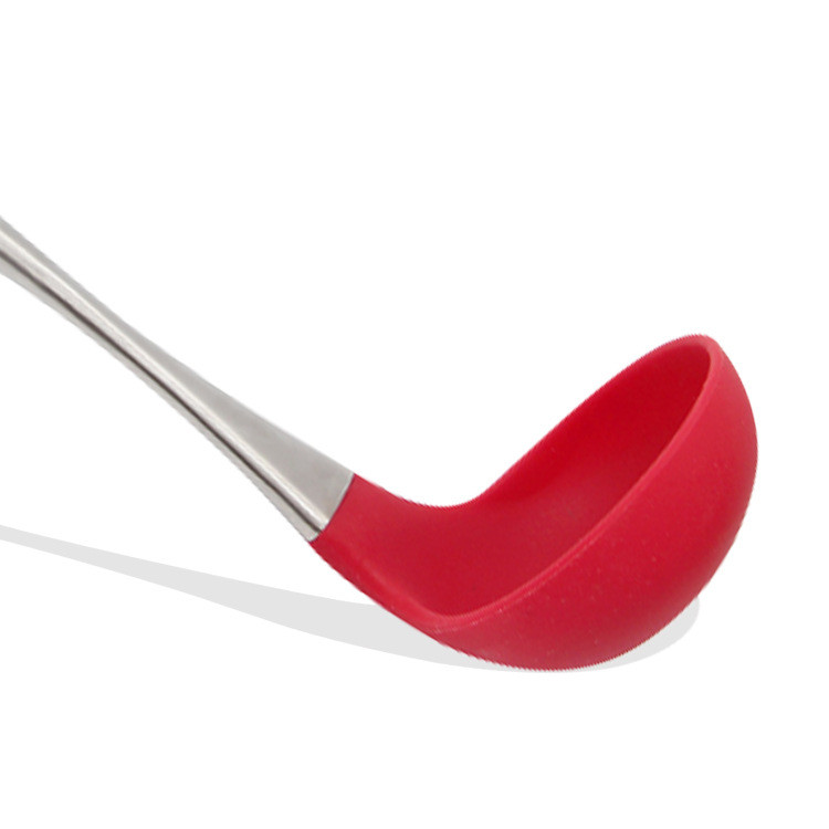 Virtuvinis silikoninis šaukštas silikoninis šaukštas vientisas silikoninis virtuvės šaukštas nerūdijančio plieno rankena ilgakočiai šaukštai