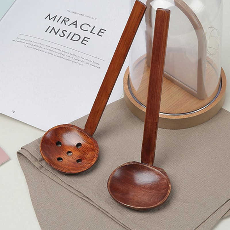 Praktiska galda trauku karote Universāls virtuves kauss, viegli tīrāms pretdeformējams koka zupas skimmeris