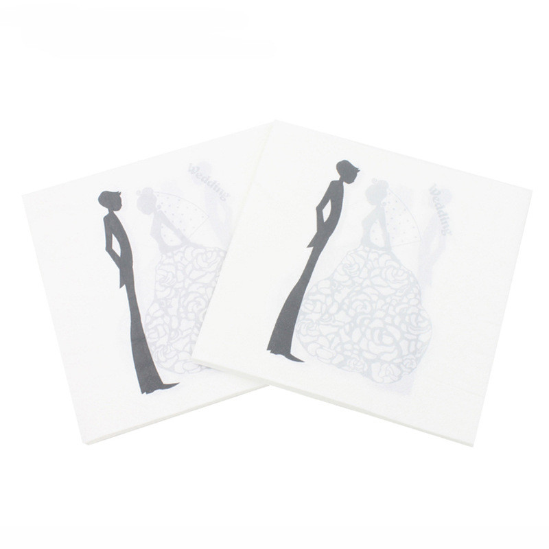 20db Arab menyasszony vőlegény szalvéta papír selyem esküvői party kávézó üveg dekoráció LUHONGPARTY