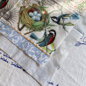 15 τεμ/τσάντα Vintage Magpie Nest Decoupage Χαρτοπετσέτες Πουλιά Χάρτινα χαρτομάντηλα για πάρτι Επιτραπέζια σερβίτσια Γάμου Χριστουγεννιάτικες προμήθειες 1