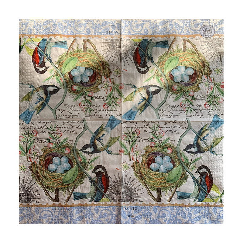 15 gab./maisiņš Vintage Magpie Nest Dekupāžas papīra salvetes Birds Papīra salvetes ballīšu galda piederumiem Kāzu festivāla Ziemassvētku piederumi 1