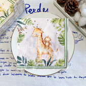 20gab/soma Džungļu dzīvnieks žirafe pērtiķis dekupāžas papīra salvetes dzimšanas dienas ballītes noformējumam Karikatūras tēmas piederumi bērnu dušai