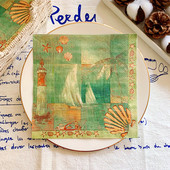 20gab/maisiņš Vintage jūras gliemežvāku dekupāžas papīra salvetes Kokosriekstu koka papīra salvetes ballīšu galda piederumiem kāzu festivāla piederumi