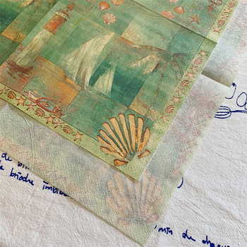 20 τεμ/τσάντα Vintage Sea Shell Decoupage Χαρτοπετσέτες Coconut Tree Paper Tissues for Party Tapware Wedding Festival Supplies