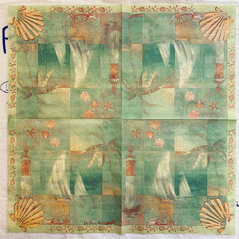 20gab/maisiņš Vintage jūras gliemežvāku dekupāžas papīra salvetes Kokosriekstu koka papīra salvetes ballīšu galda piederumiem kāzu festivāla piederumi