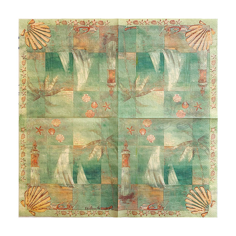 20gab/maisiņš Vintage jūras gliemežvāku dekupāžas papīra salvetes Kokosriekstu koka papīra salvetes ballīšu galda piederumiem kāzu festivāla piederumi