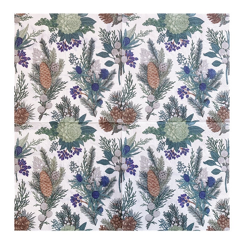 2023. gada jauni 20 gab./maisiņa Ziemassvētku ziedi priežu čiekura papīra salvetes Priecīgus Ziemassvētkus, dekupāžas salvetes Ziemassvētku ballīšu galda piederumu dekorēšanai