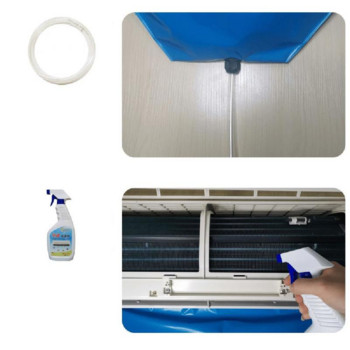 Комплект капаци за почистване на климатик с водоустойчива торбичка Инструмент за пране Четка Филтър Чист спрей Под 110CM Защитен комплект прах