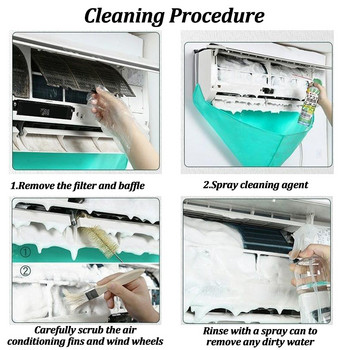 Κιτ καλύμματος καθαρισμού κλιματιστικού Καθαρό εργαλείο Αδιάβροχη προστασία από τη σκόνη Τσάντα καλύμματος καθαρισμού με σωλήνα νερού για οικιακή χρήση