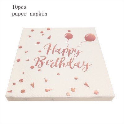 30 40 50 60 metų rožinio aukso karšto antspaudo atminimo popierinė servetėlė suaugusiems vyrams ir moterims, gimtadienio vakarėlio jubiliejaus dekoras