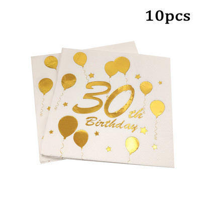 30 40 50 60 metų rožinio aukso karšto antspaudo atminimo popierinė servetėlė suaugusiems vyrams ir moterims, gimtadienio vakarėlio jubiliejaus dekoras