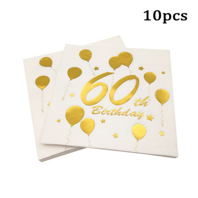 30 40 50 60 metų rožinio aukso karšto antspaudo atminimo popierinė servetėlė suaugusiems vyrams ir moterims, gimtadienio vakarėlio jubiliejaus dekoras