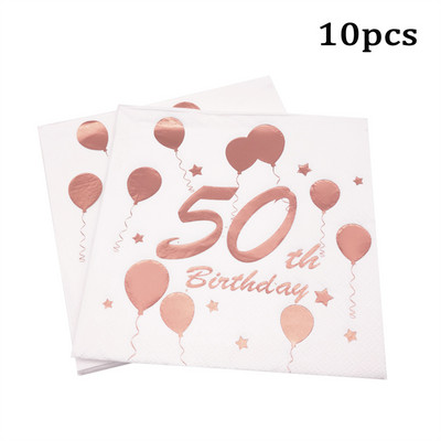 30 40 50 60 metų rožinio aukso karšto antspaudo atminimo popierinė servetėlė suaugusiems vyrams ir moterims, gimtadienio vakarėlio jubiliejaus dekoras