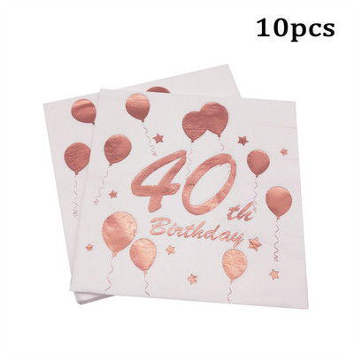 30 40 50 60 metų rožinio aukso karšto antspaudo atminimo popierinė servetėlė suaugusiems vyrams ir moterims, gimtadienio vakarėlio jubiliejaus dekoras