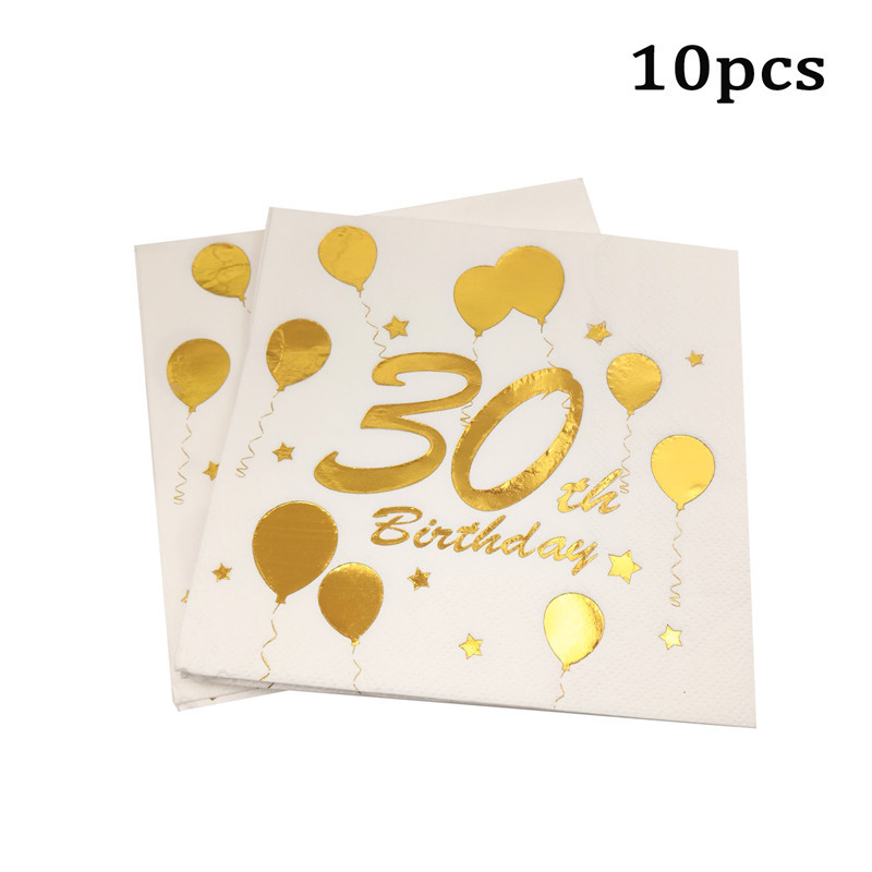 30 40 50 60 metų rožinio aukso karšto antspaudo atminimo popierinė servetėlė suaugusiems vyrams ir moterims, gimtadienio vakarėlio jubiliejaus dekoras