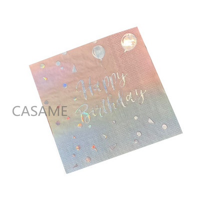 su gimtadieniu Stalo popierinės servetėlės Elegantiškas audinys Gražus dekoras Vintažinis rankšluosčių vakarėlis Namai Balta folija Auksinis Gimtadienis