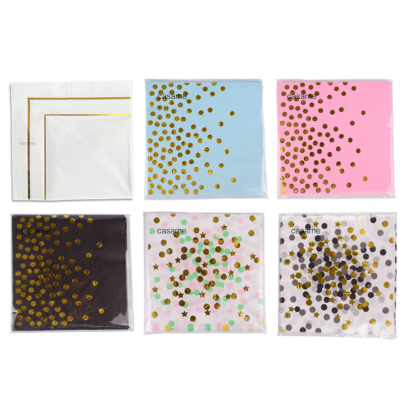 su gimtadieniu Stalo popierinės servetėlės Elegantiškas audinys Gražus dekoras Vintažinis rankšluosčių vakarėlis Namai Balta folija Auksinis Gimtadienis