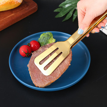Златни щипки за барбекю от неръждаема стомана Кухненска скоба за пържоли 7 стила Кейк Месо за скара Щипка Сервиране на съдове за домашно готвене