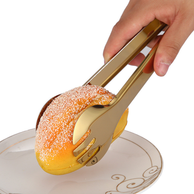 Auksinės nerūdijančio plieno maisto kepsninės žnyplės virtuvės kepsnių gnybtas 7 stilių pyrago mėsos kepimo ant grotelių segtukas serviravimo namuose virtuvės reikmenys