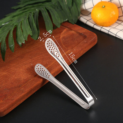 11,5/15 cm BBQ pārtikas knaibles steiks nerūsējošā tērauda dobās maizes grila skava Ēdienu gatavošanas piederumi Virtuves pārtikas knaibles Ledus knaibles Jauns