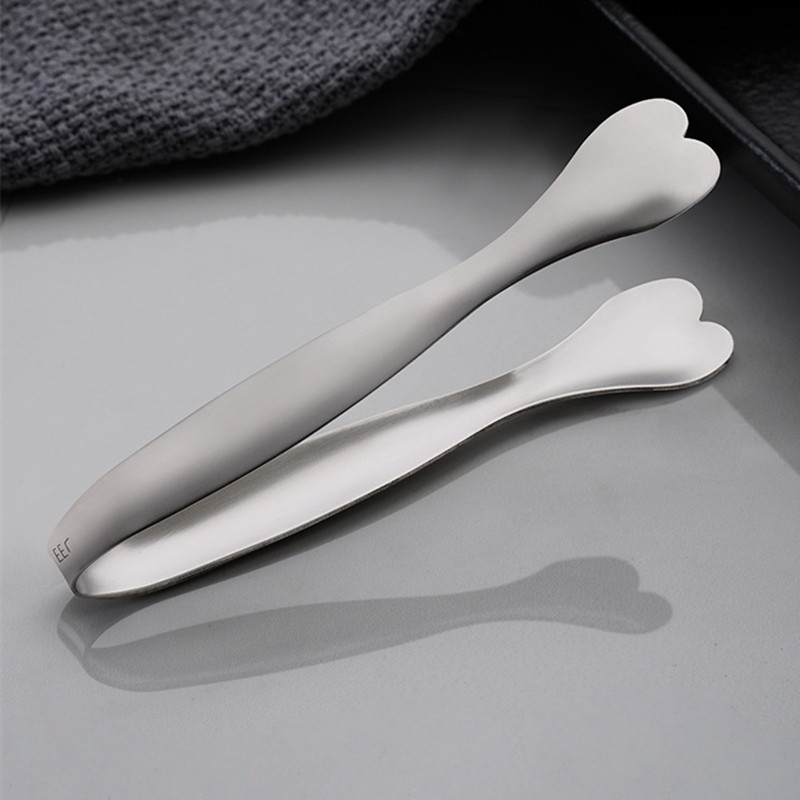 Nerūsējošā tērauda sirds formas cukura pārtikas knaibles Mazie cukura ledus kubiņu saspraudes steiku grila skavas Virtuves pincetes gatavošanas piederumi