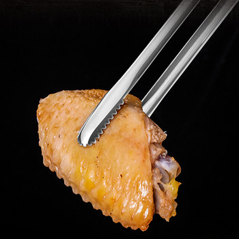 Щипка за храна за барбекю с 3 размера Неплъзгаща се щипка за готвене Преносима щипка за пикник от неръждаема стомана Скоба за пържоли за салата Кухненски джаджи