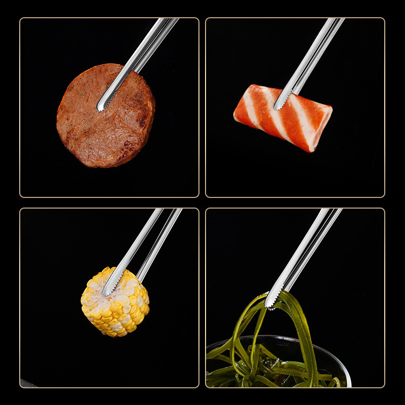 3 izmēru bārbekjū pārtikas knaibles, neslīdošas gatavošanas skavas no nerūsējošā tērauda pārnēsājamas piknika pincetes salātu steiku skavas virtuves ierīces
