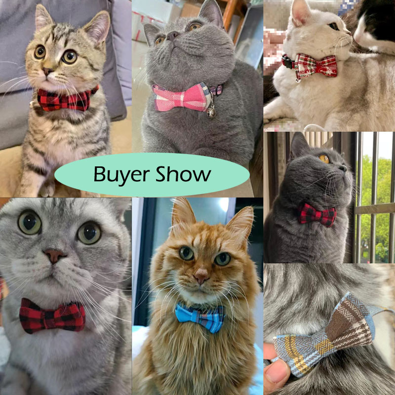 Pet Breakaway kaķu kaklasiksnas tauriņš ar zvaniņu jauks rūtains Ziemassvētku sarkans elastīgs regulējams kucēnu apkakles mājdzīvnieku kaklarota