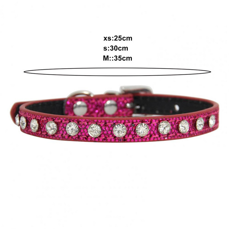 Nodilumizturīga mājdzīvnieku kaklasiksna Regulējama suņu kaklarota atstarojoša suņa kaķa rhinestones kakla siksna mājdzīvnieku apmācības pavada mājdzīvnieku piederumi