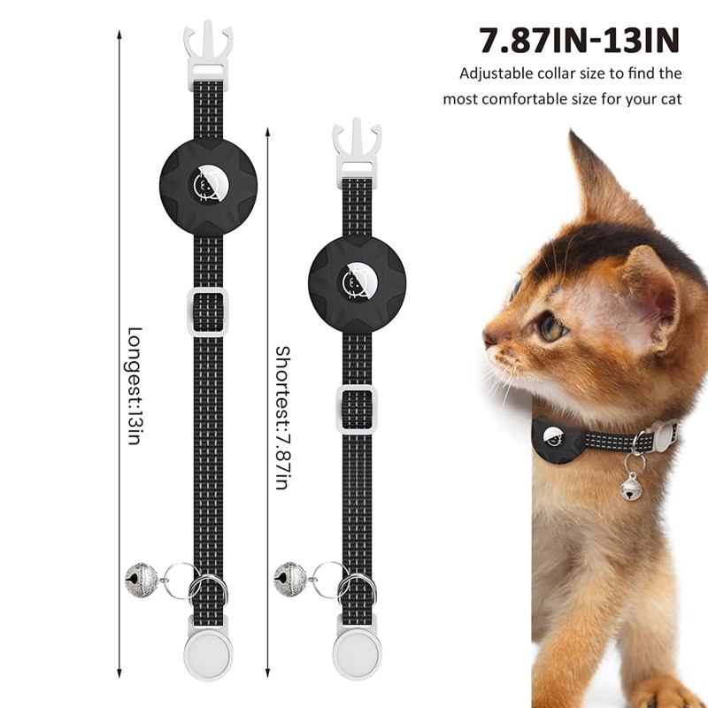 Kutyanyakörv védőhuzat légcímkék tartójához macskák elszakadó nyakörvei levehető, sötétben világító csengővel B03D