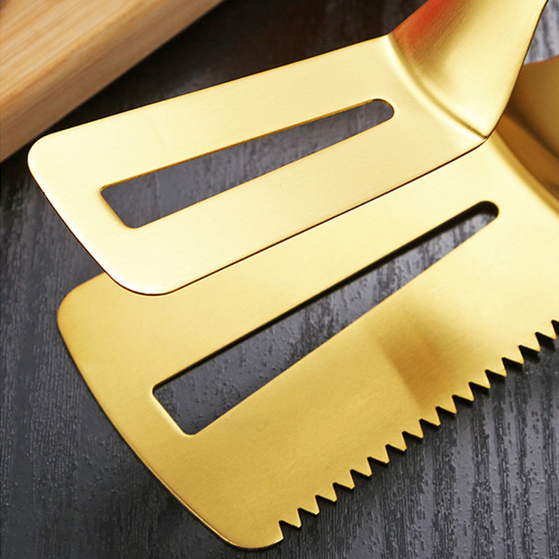 Sűrített rozsdamentes acél steak sütés spatula ételfogó kenyérsütő bilincs Arany lefolyó olajkapcsok Otthoni konyhai kiegészítők