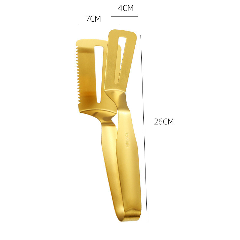 Sűrített rozsdamentes acél steak sütés spatula ételfogó kenyérsütő bilincs Arany lefolyó olajkapcsok Otthoni konyhai kiegészítők