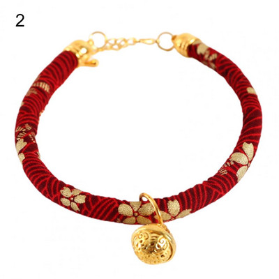 Mājdzīvnieku kaklasiksna Ķīniešu stila dekoratīva kaķa kakla siksna, ādai draudzīga regulējama kaķu suņu kaklasiksna ar piekarināmu zvanu festivālam