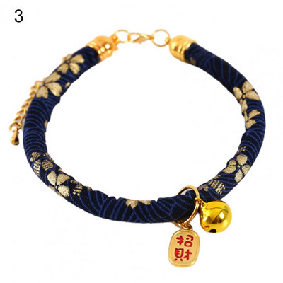 Mājdzīvnieku kaklasiksna Ķīniešu stila dekoratīva kaķa kakla siksna, ādai draudzīga regulējama kaķu suņu kaklasiksna ar piekarināmu zvanu festivālam